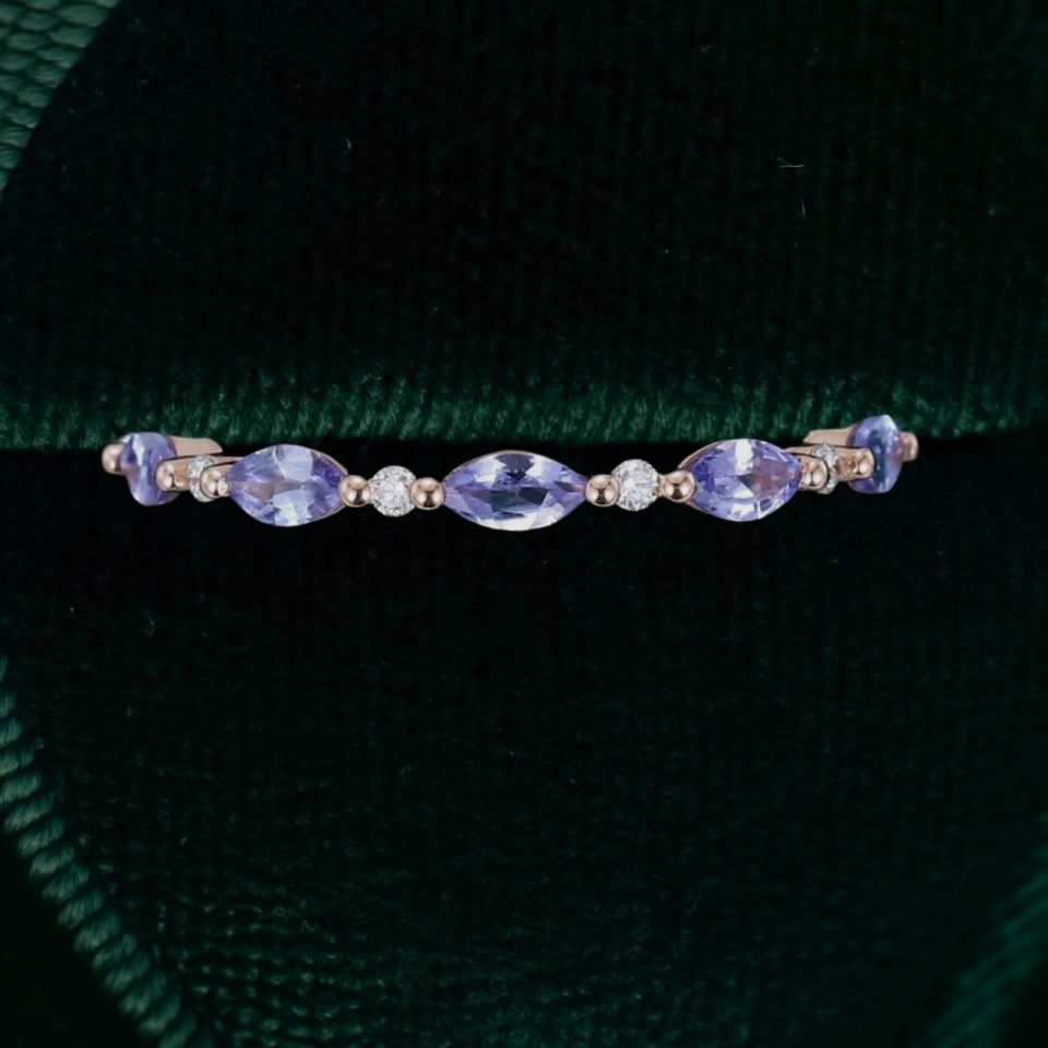 Half-Eternity Marquise-Cut Tanzanite Wedding Band – Stacking Ring (4)