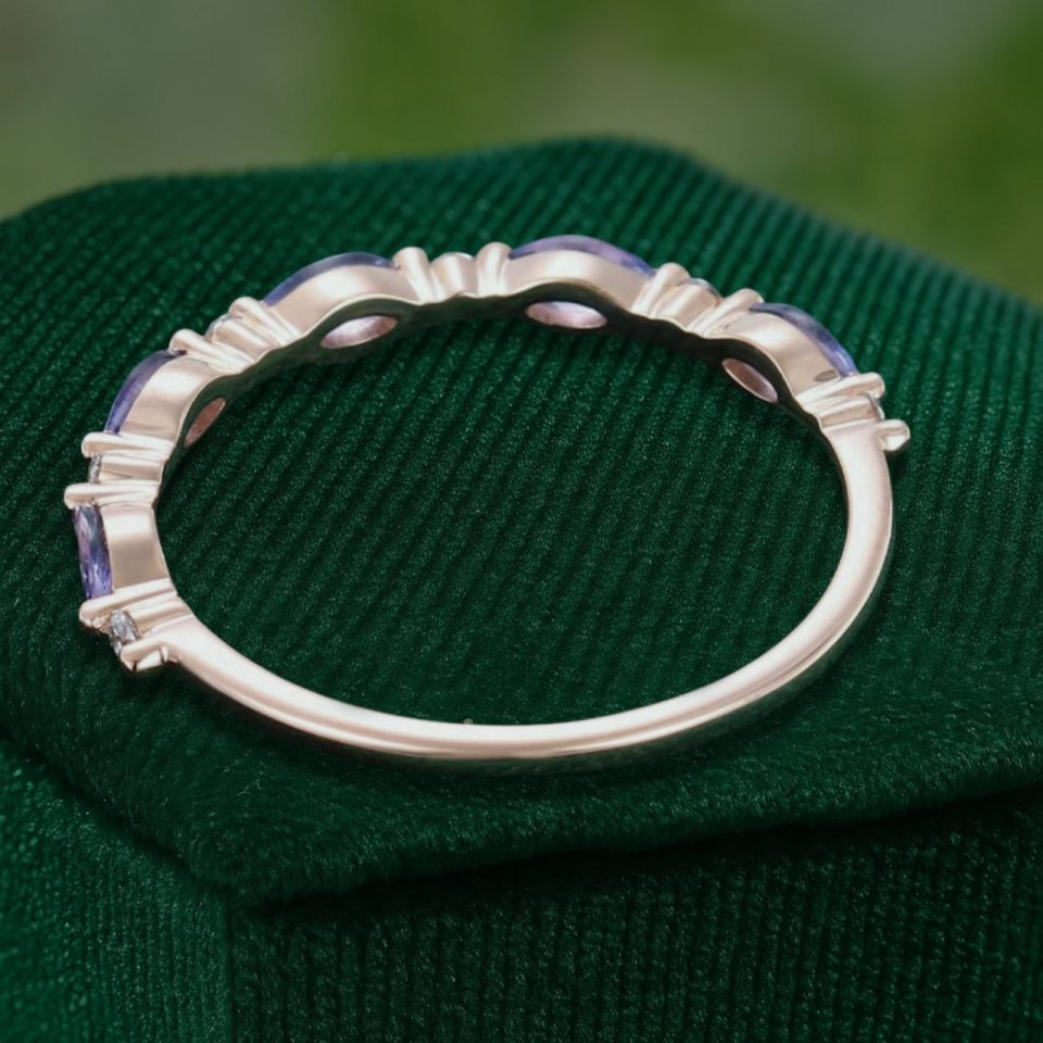 Half-Eternity Marquise-Cut Tanzanite Wedding Band – Stacking Ring (5)