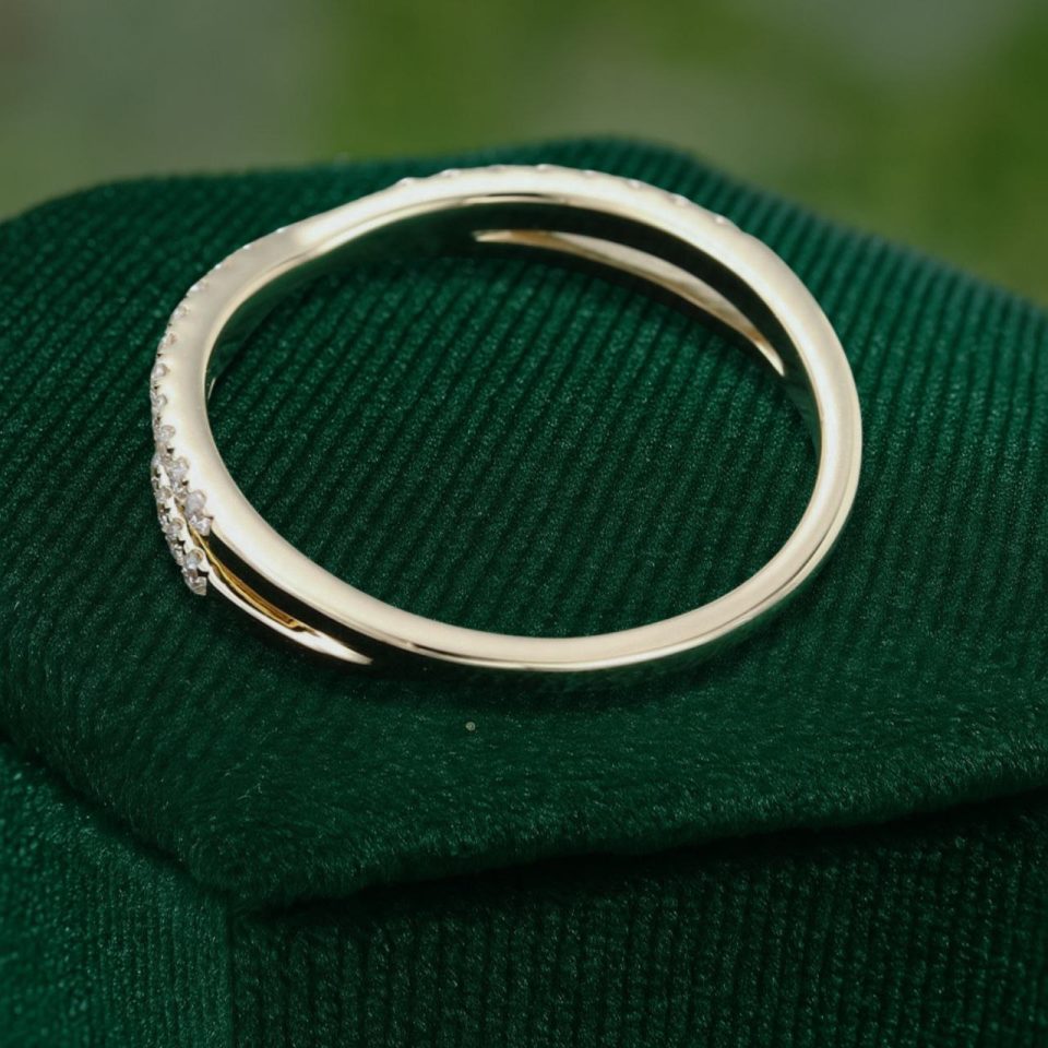 Half-Eternity Moissanite Wedding Band with Criss-Cross Pave Design (5)