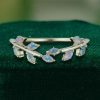Laurel Wreath Opal Curved Wedding Band Nature Inspired Ring (2)