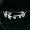 Laurel Wreath Opal Curved Wedding Band Nature Inspired Ring (4)