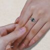 LeafLace Teal Sapphire Pear Cut Ring with Alexandrite Gemstone Flourish (1)