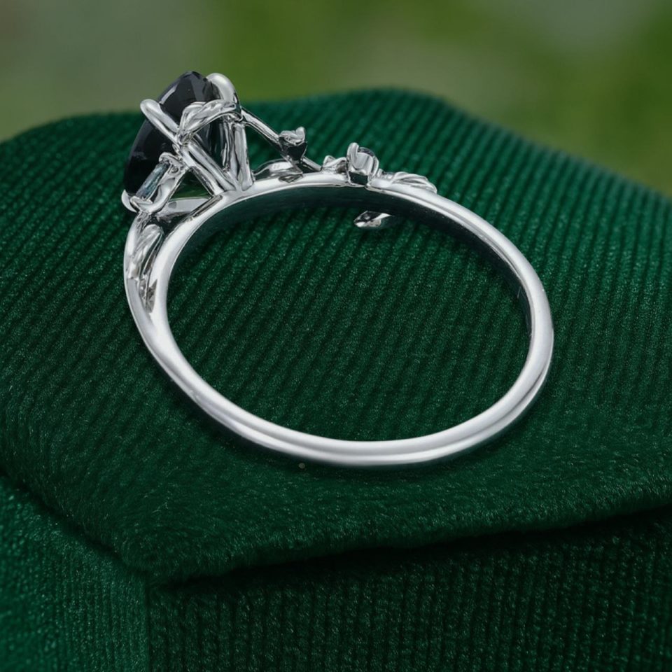 LeafLace Teal Sapphire Pear Cut Ring with Alexandrite Gemstone Flourish (5)