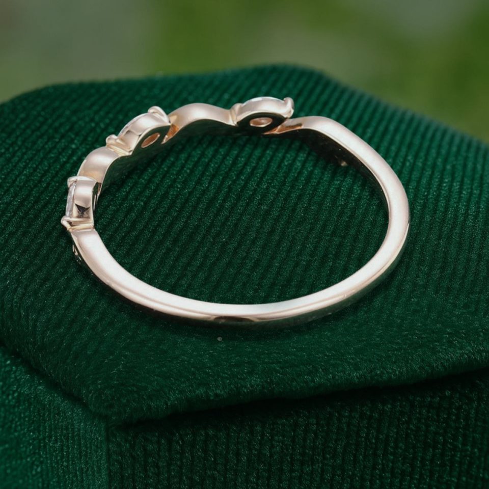 Leafwave Nature-Inspired Marquise Moissanite Half-Eternity Wedding Band (5)