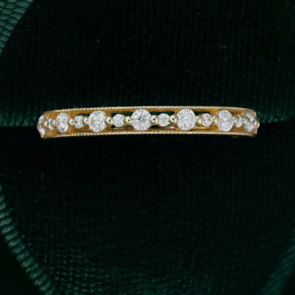 Milgrain Half-Eternity Moissanite Wedding Band – Promise Ring (4)