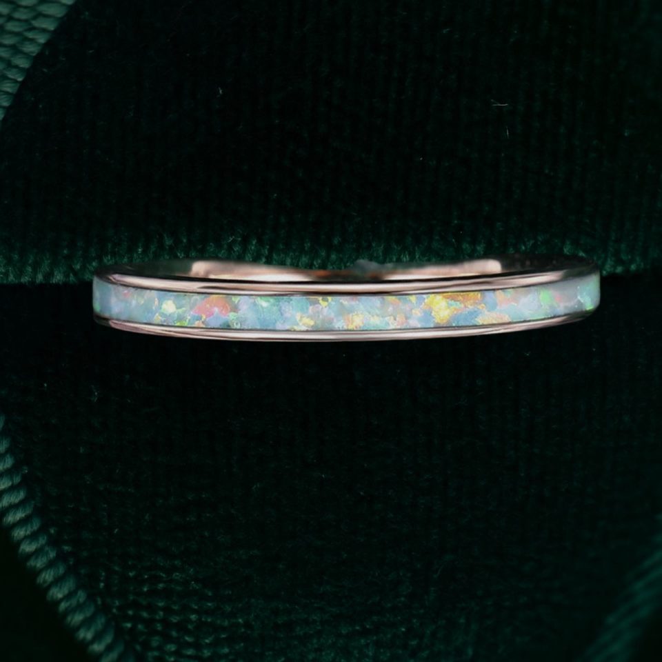 Minimalist Lab Opal Inlay Ring – Simple Stacking Band (3)