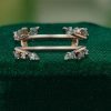 Moss Agate Open Enhancer Wedding Band with Double Curved Design (2)