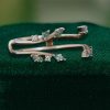 Moss Agate Open Enhancer Wedding Band with Double Curved Design (3)