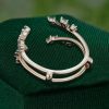 Moss Agate Open Enhancer Wedding Band with Double Curved Design (4)
