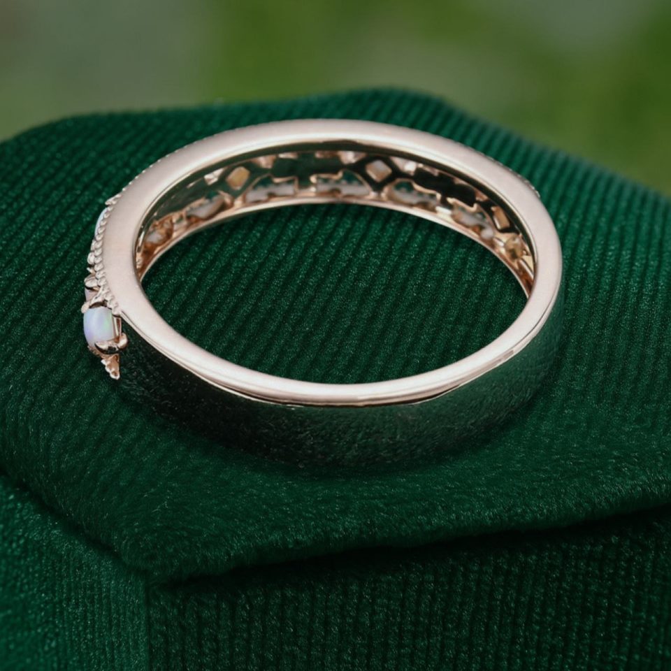 Natural Opal Half-Eternity Fretwork Ring – Promise Band (3)