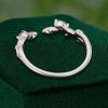 Nature-Inspired Amethyst Open Curved Wedding Band – Leafy Stacking Ring (5)