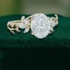 Nature-Inspired Oval Moissanite Ring • Marquise Leaf Branch Setting (3)