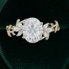 Nature-Inspired Oval Moissanite Ring • Marquise Leaf Branch Setting (4)