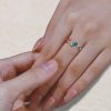 Navette Flow Nature Leaf Ring — Round Cut Moss Agate (1)