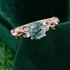Navette Flow Nature Leaf Ring — Round Cut Moss Agate (6)