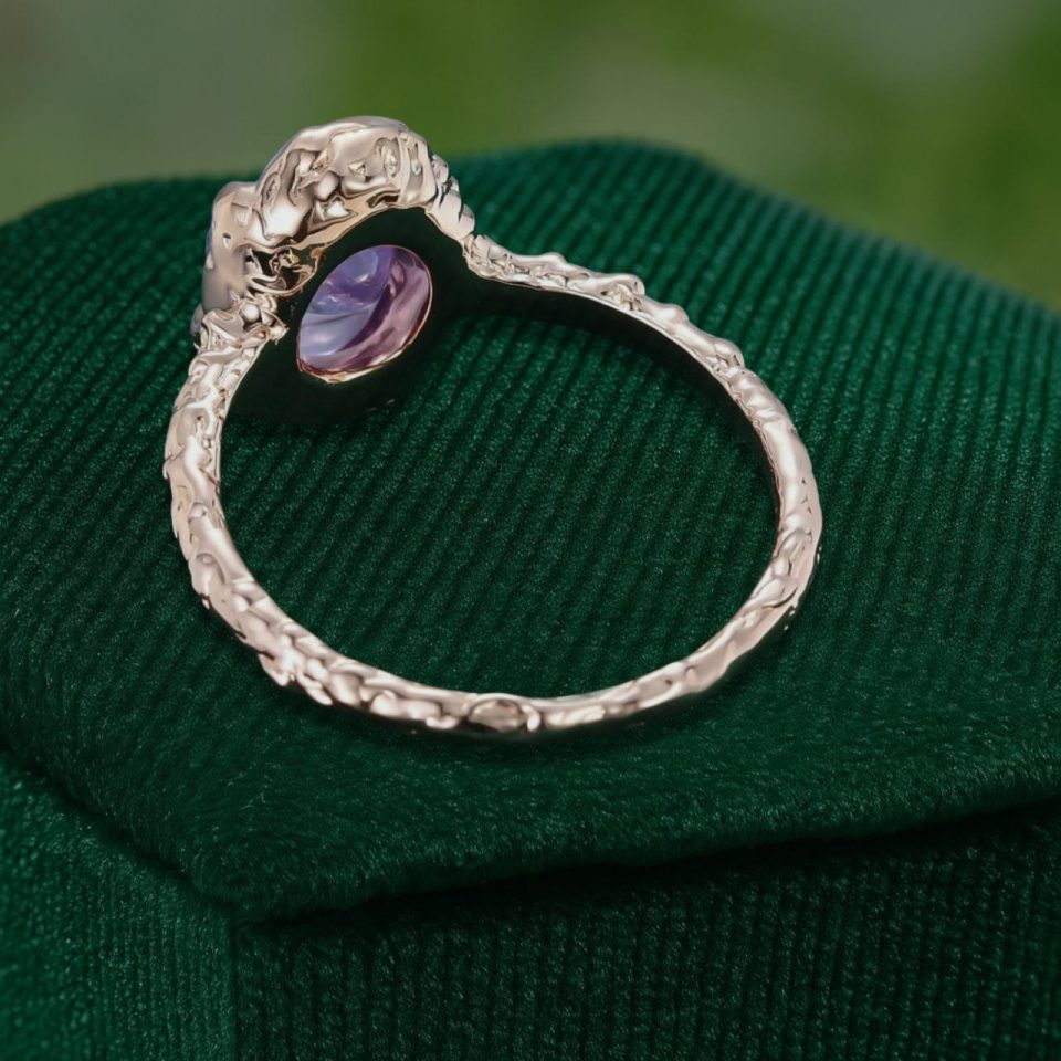 Organic Tree Bark Ring with Purple Sapphire — Unik Form Design.6