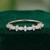 Petal-Inspired Half-Eternity Wedding Band with Marquise & Round Moissanite (2)