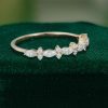 Petal-Inspired Half-Eternity Wedding Band with Marquise & Round Moissanite (3)