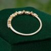 Petal-Inspired Half-Eternity Wedding Band with Marquise & Round Moissanite (5)