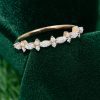 Petal-Inspired Half-Eternity Wedding Band with Marquise & Round Moissanite (6)