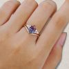 2PCS Pear-Cut Alexandrite Bridal Engagement Ring Set (1)
