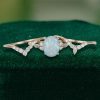 3PCS Oval Cut Natural Opal Engagement Ring Set Art Deco Bridal (3)