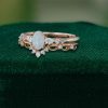 Asteria 2PCS Dainty Bridal Ring Set with Oval-Cut Natural Opal (5)