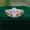 Blossom Cluster Engagement Ring Set with Marquise Cut Moissanite – Nature Inspired Bridal Set (2)