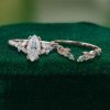 Blossom Cluster Engagement Ring Set with Marquise Cut Moissanite – Nature Inspired Bridal Set (3)