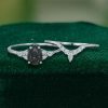 Classic Cluster Bridal Ring Set with Pear-Cut Black Rutilated Quartz (3)
