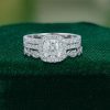 Elegant 3-Piece Cushion-Cut Moissanite Engagement & Wedding Ring Set (1)