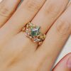Kite Cut Moss Agate Bridal Ring Set Nature Inspired Ring Set (1)