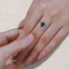 Nature-Inspired Bridal Ring Set with Kite-Cut Black Rutilated Quartz (1)