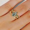Nature-Inspired Kite-Cut Moss Agate Bridal Ring Set with Leaf Motif (4)