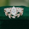 Pear-Cut Moissanite Engagement Ring Set with Nature-Inspired Design (2)