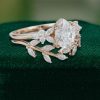 Pear-Cut Moissanite Engagement Ring Set with Nature-Inspired Design (4)
