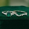 Pear-Shaped Lab Emerald Engagement Ring – Unique Bridal Wedding Set (3)
