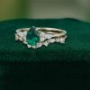 Pear-Shaped Lab Emerald Engagement Ring – Unique Bridal Wedding Set (5)