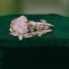 Pear-Shaped Lab Pink Opal Engagement & Wedding Ring Set – Nature Inspired (4)