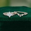 Princess Cut Moissanite Engagement & Wedding Ring Set – Infinity Style (3)