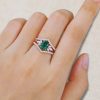 Rose Gold 6×8 mm Oval-Cut Lab Emerald Bridal Ring Set (1)
