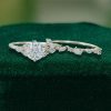 Round-Cut Moissanite Engagement Ring Set – Unique Bridal Set (3)