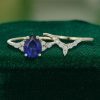 Sapphire And Moissanite Engagement Ring Set (2)