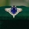 Sapphire And Moissanite Engagement Ring Set (3)