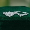 Snowdrift Round Cut Moissanite Cluster Engagement Ring Set – Bold Symmetrical Accents (3)