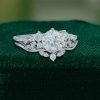 Snowdrift Round Cut Moissanite Cluster Engagement Ring Set – Bold Symmetrical Accents (4)