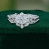 Snowdrift Round Cut Moissanite Cluster Engagement Ring Set – Bold Symmetrical Accents (5)