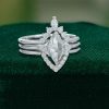 White Gold 3-Piece Engagement Ring Set with Rose-Cut Marquise Moissanite (4)