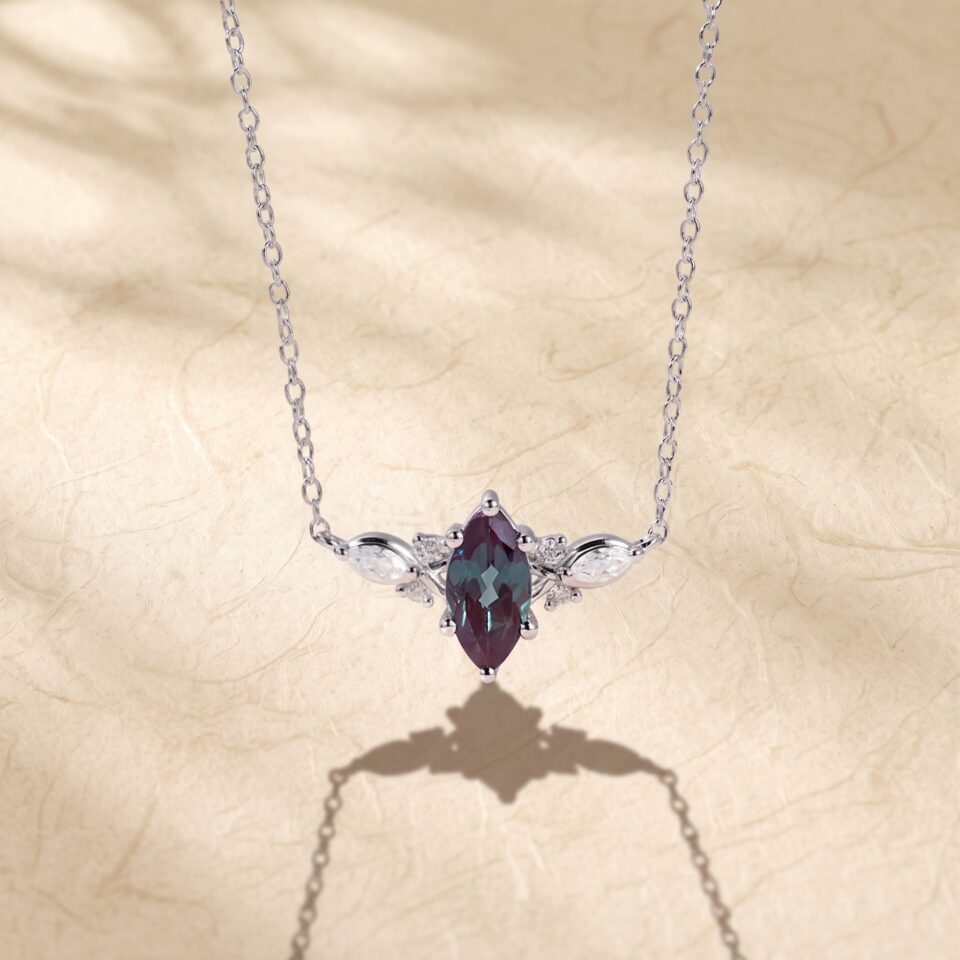 1CT Marquise Alexandrite Statement Pendant Necklace (1)