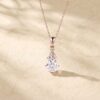 1CT Round Moissanite Cluster Pendant Necklace Crafted in Solid Gold5
